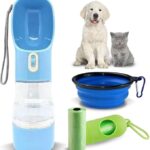 About this item Stay Hydrated On-The-Go: Portable dog water bottle Ensure your furry companion stays quenched and energetic during long hikes, bike rides, and travels with our efficient built-in water dispenser. Food on the Fly: Carry your pet's favorite meals wherever you roam with our water bottle for dogs, thanks to the spacious food container included in this versatile kit. Clean-Up Made Easy: Simplify the often messy part of outdoor excursions with our integrated poop bag dispenser, making waste management a breeze. Compact and Portable: Designed to accommodate your active lifestyle and your pet's needs, this kit is lightweight, easy to carry, and effortlessly fits into your travel gear. Adventure-Ready: Elevate your pet's outdoor experiences with this all-in-one travel kit, providing essential solutions for hydration